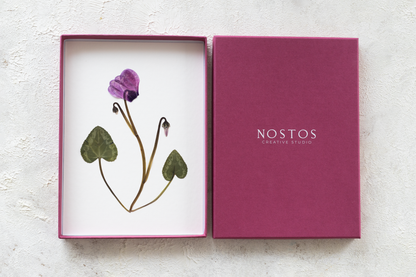 Framed pressed Cyclamen flower art – nature-inspired wall decor or thoughtful gift